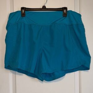 Xersion Teal Blue Athletic Shorts with Built-In Liner